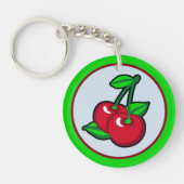 Funny Red Green Black Blue Cherries Frucht Pop Art Schlüsselanhänger (Vorderseite)