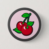 Funny Red Green Black Pink Cherries Frucht Pop Art Button (Vorderseite)