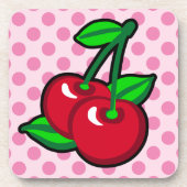 Funny Red Green Black Pink Cherries Frucht Pop Art Getränkeuntersetzer (Vorderseite)