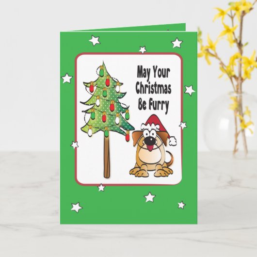 Funny Red Green Dog Weihnachtskarte Karte (Gelbe Blume)
