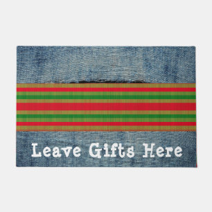 Funny Red Green Gold Streifen - Personalizable Fußmatte