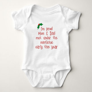 Funny Red & Green Holiday Mistletoe Baby Bodysuit Baby Strampler