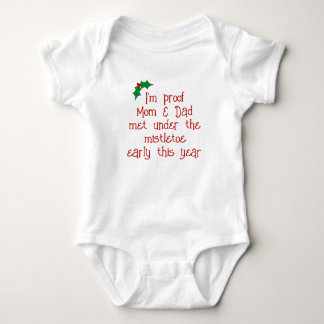 Funny Red & Green Holiday Mistletoe Baby Bodysuit Strampler