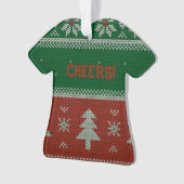 Funny Red & Green Ugly Sweater Cheers Ornament (Vorderseite)