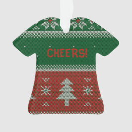 Funny Red & Green Ugly Sweater Cheers Ornament