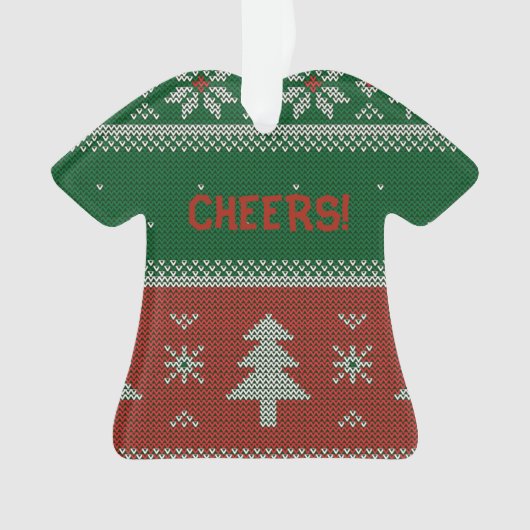 Funny Red & Green Ugly Sweater Cheers Ornament (Vorderseite)