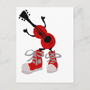 Funny Red Guitar Design Red Sneakers Design Postkarte