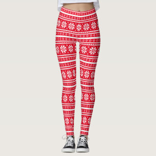 Funny Red hässlich Weihnachten Sweater Muster Leg Leggings