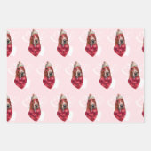 Funny Red Hearts Basset Dog Lover Valentine's Gesc Geschenkpapier Set (Vorderseite 2)