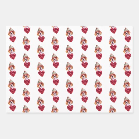 Funny Red Hearts Beagle Dog Lover Valentine's Gesc Geschenkpapier Set (Vorderseite 3)