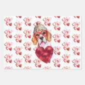 Funny Red Hearts Beagle Dog Lover Valentine's Gesc Geschenkpapier Set (Vorderseite)