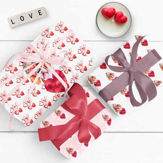 Funny Red Hearts Beagle Dog Lover Valentine's Gesc Geschenkpapier Set
