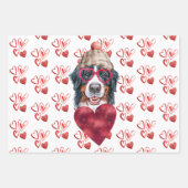 Funny Red Hearts Bernese Dog Lover Valentines Gift Geschenkpapier Set (Vorderseite)