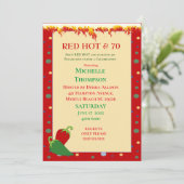 Funny Red Hot 70. Geburtstag Einladungen (Stehend Vorderseite)