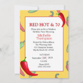 Funny Red Hot Pepper 70. Geburtstag Einladung (Vorderseite)
