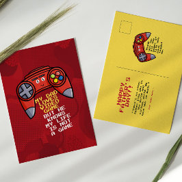 Funny Red Joystick Vatertag Postkarte