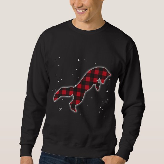 Funny Red Kariert Fox Christmas Matching Buffalo F Sweatshirt (Vorderseite)