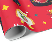 Funny Red Kawaii Sushi Cartoon Frohe Weihnachten Geschenkpapier (Rolleneckpunkt)
