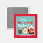 Funny Red Kawaii Sushi haben ein raues Weihnachtsf Magnet (Vorderseite/Rückseite)