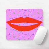 Funny Red Lips Circles Loops Mousepad (Mit Mouse)