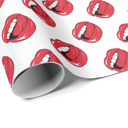 Funny Red Lips  Geschenkpapier (Rolleneckpunkt)