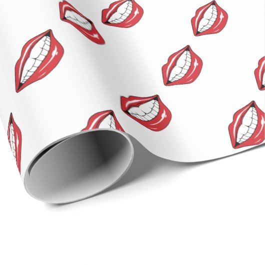 Funny Red Lips  Geschenkpapier (Rolleneckpunkt)