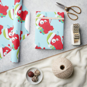 Funny Red Monster Weihnachten Geschenkpapier
