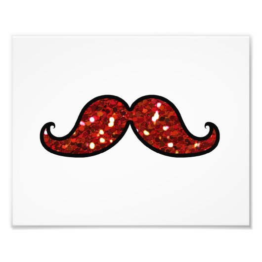 FUNNY RED MUSTACHE DRUCKTER GLITZER FOTODRUCK (Vorne)