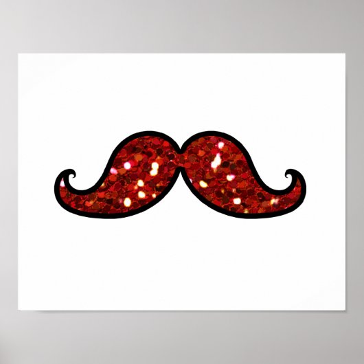 FUNNY RED MUSTACHE DRUCKTER GLITZER POSTER (Vorne)