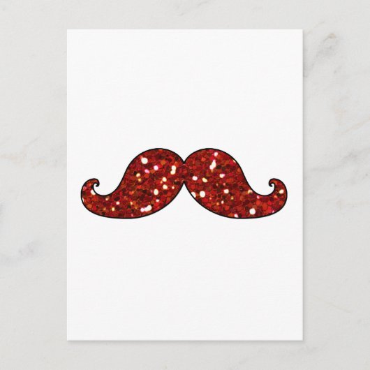 FUNNY RED MUSTACHE DRUCKTER GLITZER POSTKARTE (Vorderseite)