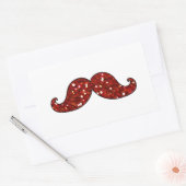 FUNNY RED MUSTACHE DRUCKTER GLITZER RECHTECKIGER AUFKLEBER (Umschlag)