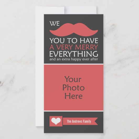 Funny Red Mustache Weihnachts-Foto Feiertagskarte (Vorderseite)