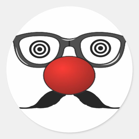Funny Red Nose seltsame Augen Brille Schnurrbart Runder Aufkleber (Vorderseite)