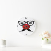 Funny Red Nose weird eyes glasses moustache Runde Wanduhr (Zuhause)