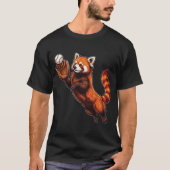 Funny Red Panda Playing Baseball Catching Ball T-Shirt (Vorderseite)