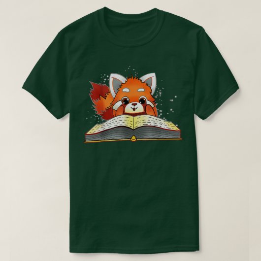 Funny Red Panda Reading T-Shirt (Design vorne)