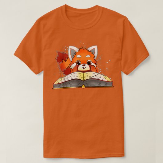Funny Red Panda Reading T-Shirt (Design vorne)