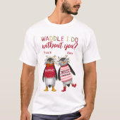 Funny Red Penguin Paare Matching Weihnachten T-Shirt (Vorderseite)