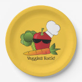 Funny Red Pepper Gemüse Pappteller (Vorderseite)