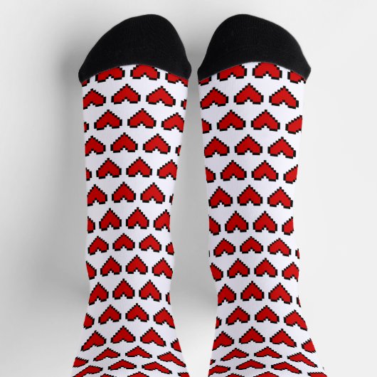 Funny Red Pixel Herzmuster Valentinstag Socken (Oben)