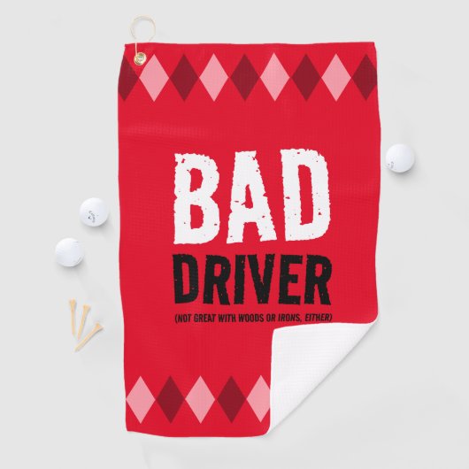 Funny Red Raute Bad Driver ... Golfhandtuch (Insitu)