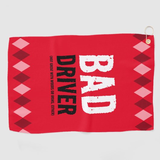 Funny Red Raute Bad Driver ... Golfhandtuch (Horizontal)