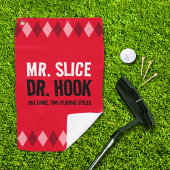 Funny Red Raute Mr. Slice und Dr. Hook ... Golfhandtuch