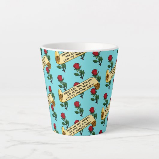 Funny Red Roses Are Red Coffee Poem Ribbon Pattern Milchtasse (Vorderseite)