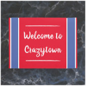 Funny Red und Blue Crazy Town Door Mat Fußmatte