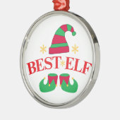 Funny Red und Green Best Elf Weihnachten Ornament Aus Metall (Links)