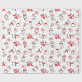 Funny Red Weihnachtslieder auf Weißwrapping Paper Geschenkpapier (Flach)