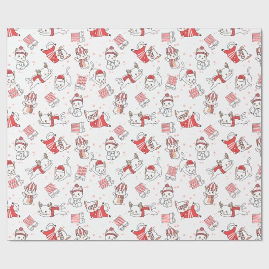 Funny Red Weihnachtslieder auf Weißwrapping Paper Geschenkpapier (Flach)