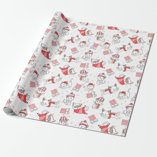 Funny Red Weihnachtslieder auf Weißwrapping Paper Geschenkpapier (Ungerollt)