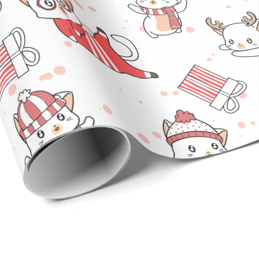 Funny Red Weihnachtslieder auf Weißwrapping Paper Geschenkpapier (Rolleneckpunkt)